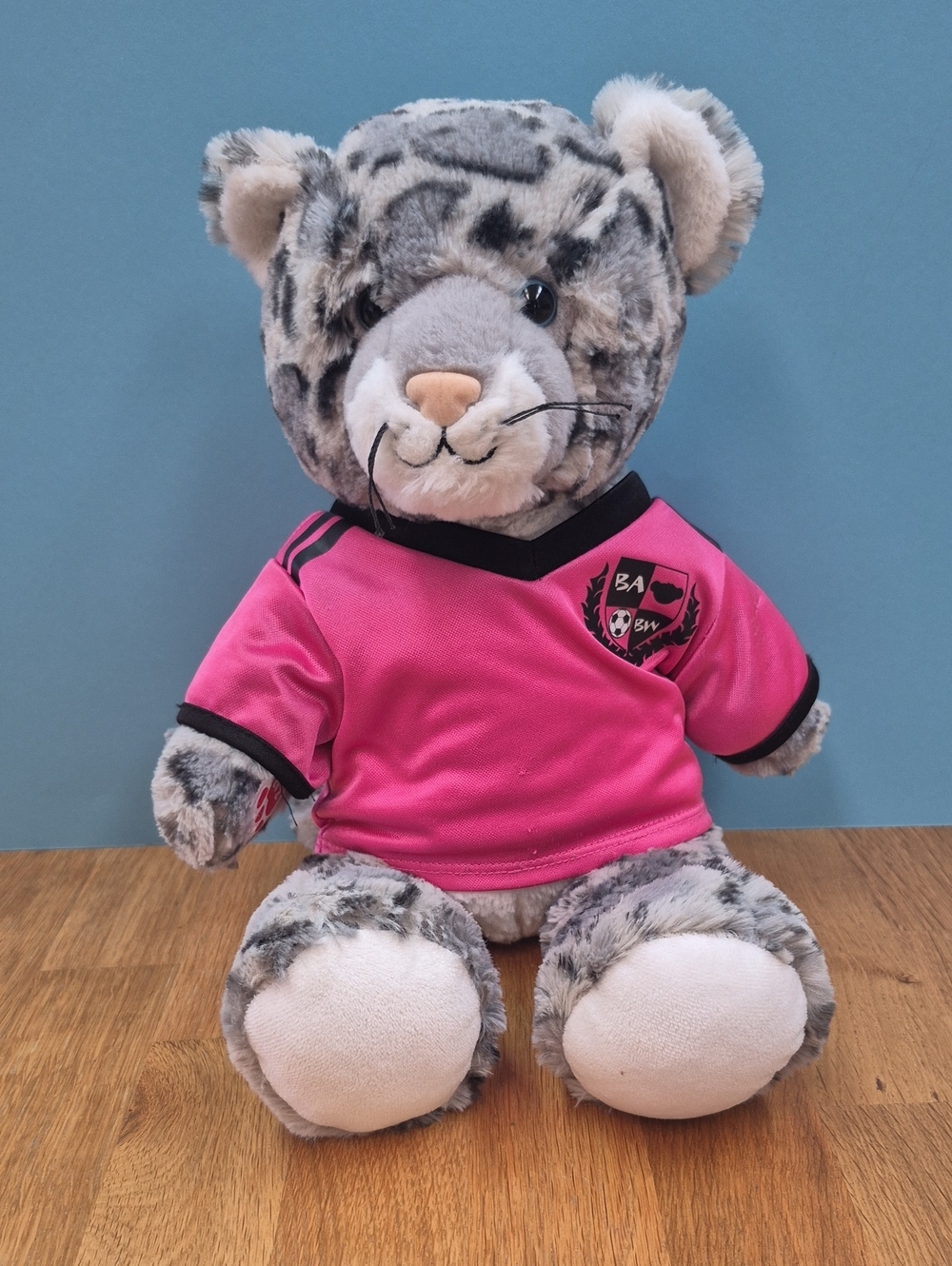 Build-A-Bear Snow Leopard Plush with Bright Pink Jersey